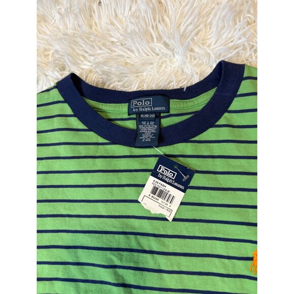 Ralph Lauren Boys XL 18-20 Polo T-Shirts Yellow & Green Striped Pack Of 2 Cotton - Picture 5 of 6